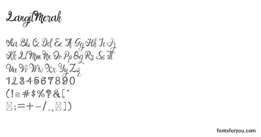 A fonte LangitMerah – alfabeto, números, caracteres especiais