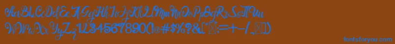 LangitMerah-Schriftart – Blaue Schriften auf braunem Hintergrund