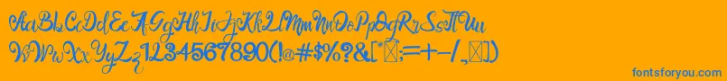 LangitMerah-Schriftart – Blaue Schriften auf orangefarbenem Hintergrund