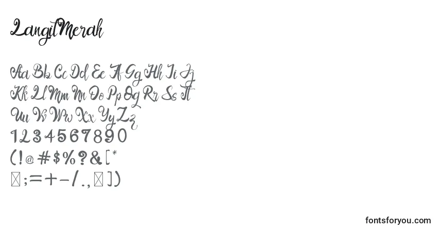 Schriftart LangitMerah (132231) – Alphabet, Zahlen, spezielle Symbole