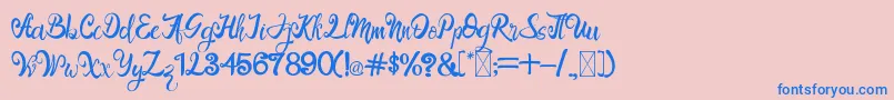 LangitMerah-Schriftart – Blaue Schriften auf rosa Hintergrund