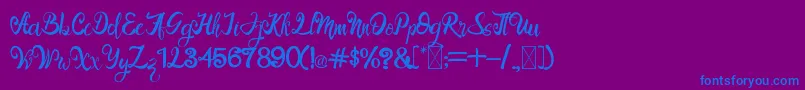 LangitMerah-Schriftart – Blaue Schriften auf violettem Hintergrund