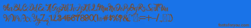 LangitMerah-Schriftart – Braune Schriften auf blauem Hintergrund