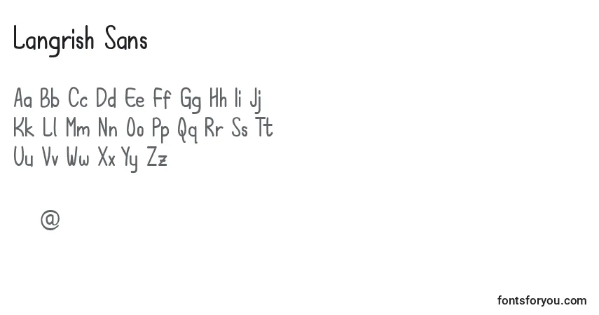 A fonte Langrish Sans – alfabeto, números, caracteres especiais