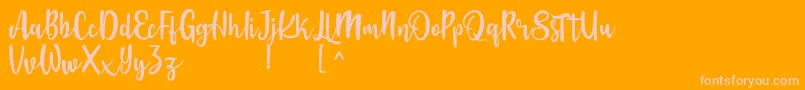 Langrish Script-Schriftart – Rosa Schriften auf orangefarbenem Hintergrund