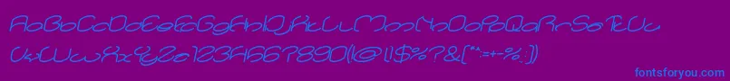 lanitta Bold Italic-Schriftart – Blaue Schriften auf violettem Hintergrund