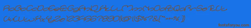 lanitta Bold Italic-Schriftart – Braune Schriften auf blauem Hintergrund