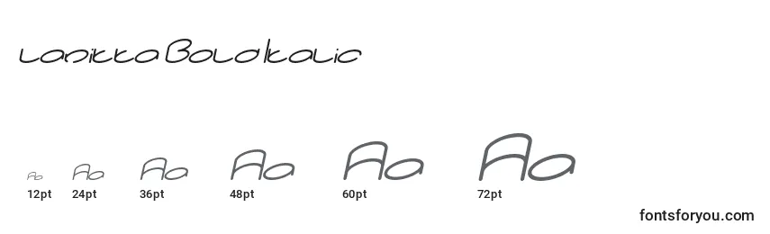 Größen der Schriftart Lanitta Bold Italic