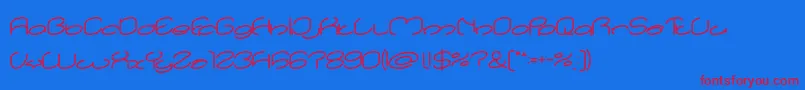 lanitta Bold-Schriftart – Rote Schriften auf blauem Hintergrund