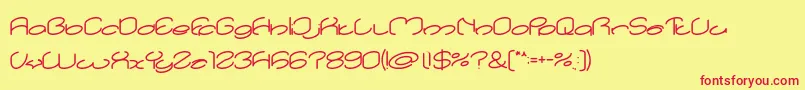 フォントlanitta Bold – 赤い文字の黄色い背景