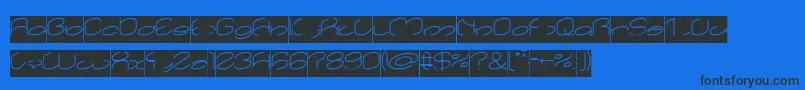 lanitta Inverse-Schriftart – Schwarze Schriften auf blauem Hintergrund