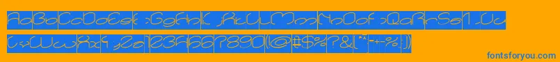 lanitta Inverse-Schriftart – Blaue Schriften auf orangefarbenem Hintergrund