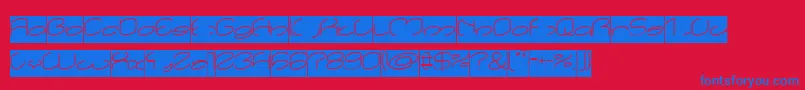 フォントlanitta Inverse – 赤い背景に青い文字