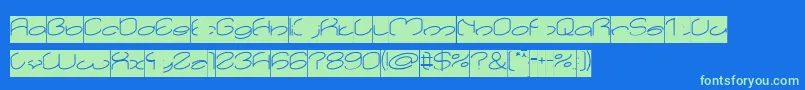 lanitta Inverse-Schriftart – Grüne Schriften auf blauem Hintergrund