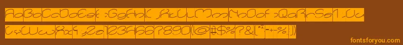 フォントlanitta Inverse – オレンジ色の文字が茶色の背景にあります。