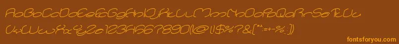 lanitta Italic-Schriftart – Orangefarbene Schriften auf braunem Hintergrund