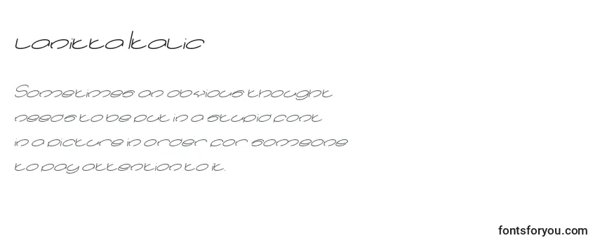 Überblick über die Schriftart Lanitta Italic