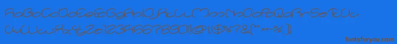 lanitta-Schriftart – Braune Schriften auf blauem Hintergrund