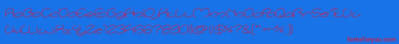 lanitta-Schriftart – Rote Schriften auf blauem Hintergrund