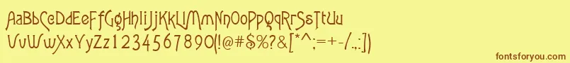 lansbury-fontti – ruskeat fontit keltaisella taustalla