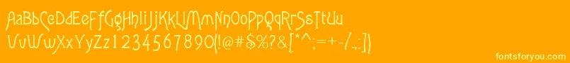 lansbury-Schriftart – Gelbe Schriften auf orangefarbenem Hintergrund