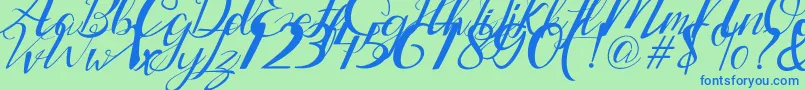 Lantting-Schriftart – Blaue Schriften auf grünem Hintergrund