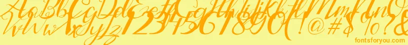 Lantting-Schriftart – Orangefarbene Schriften auf gelbem Hintergrund