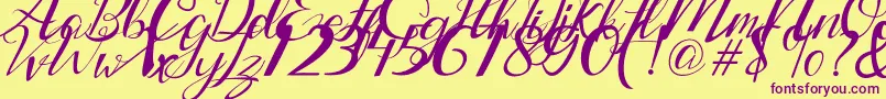 Lantting-Schriftart – Violette Schriften auf gelbem Hintergrund