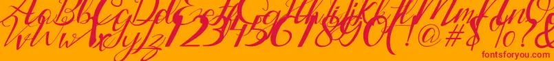 Lantting-Schriftart – Rote Schriften auf orangefarbenem Hintergrund