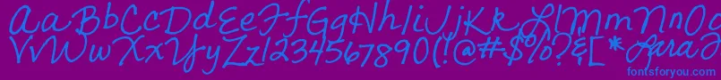 Lara s Letters Font – Blue Fonts on Purple Background