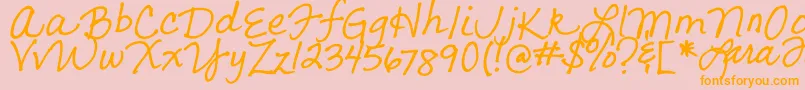 Lara s Letters-Schriftart – Orangefarbene Schriften auf rosa Hintergrund