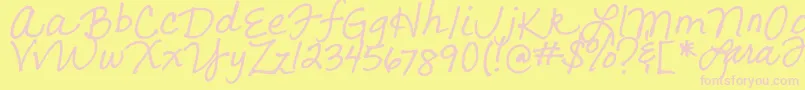 Lara s Letters Font – Pink Fonts on Yellow Background