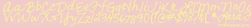 Lara s Letters-Schriftart – Gelbe Schriften auf rosa Hintergrund