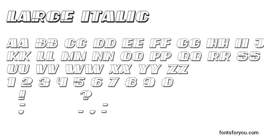 A fonte Large Italic – alfabeto, números, caracteres especiais