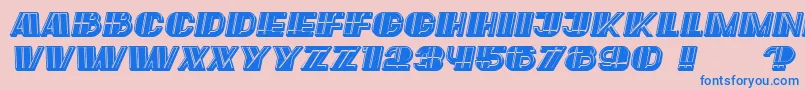 Fonte LargeFilled Italic – fontes azuis em um fundo rosa