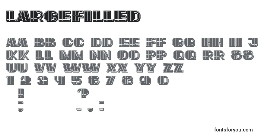 A fonte LargeFilled – alfabeto, números, caracteres especiais