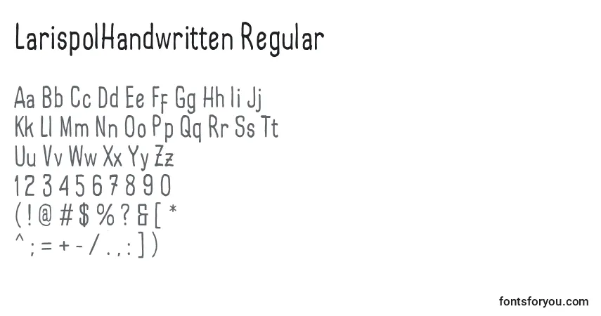 Czcionka LarispolHandwritten Regular – alfabet, cyfry, specjalne znaki