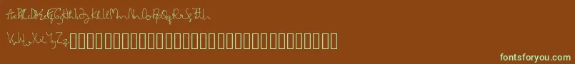 Czcionka LarissaHandwriting – zielone czcionki na brązowym tle