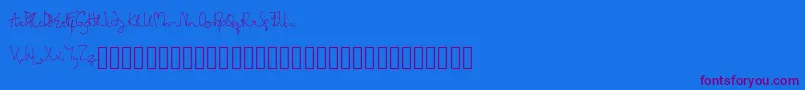 Czcionka LarissaHandwriting – fioletowe czcionki na niebieskim tle