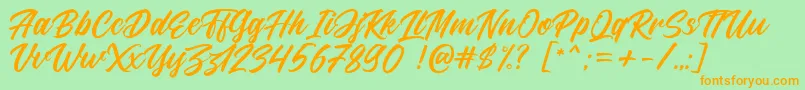 Larizo DEMO-Schriftart – Orangefarbene Schriften auf grünem Hintergrund