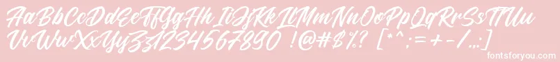 Larizo DEMO-Schriftart – Weiße Schriften auf rosa Hintergrund