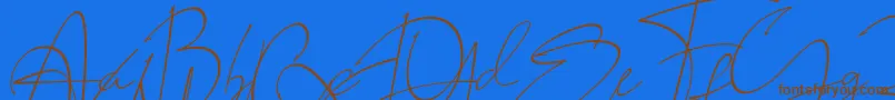 LAROSH Sithal Signature-Schriftart – Braune Schriften auf blauem Hintergrund