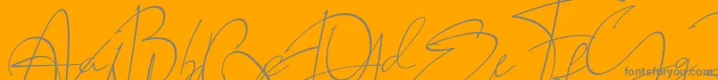 フォントLAROSH Sithal Signature – オレンジの背景に灰色の文字