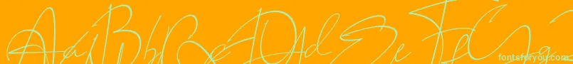 LAROSH Sithal Signature-Schriftart – Grüne Schriften auf orangefarbenem Hintergrund