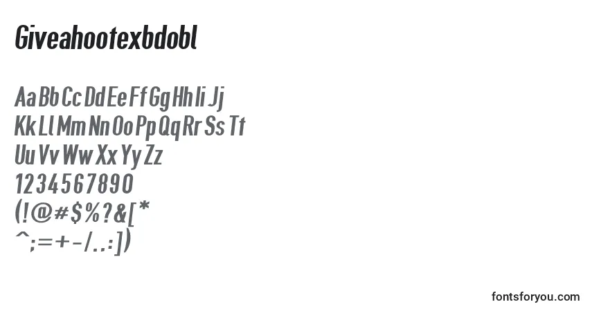 A fonte Giveahootexbdobl – alfabeto, números, caracteres especiais