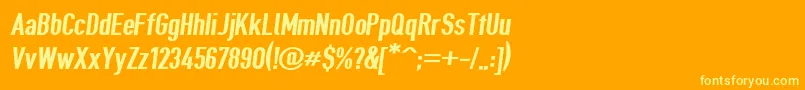 Giveahootexbdobl-Schriftart – Gelbe Schriften auf orangefarbenem Hintergrund