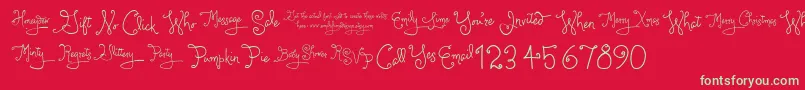 Fonte Larou   Words – fontes verdes em um fundo vermelho