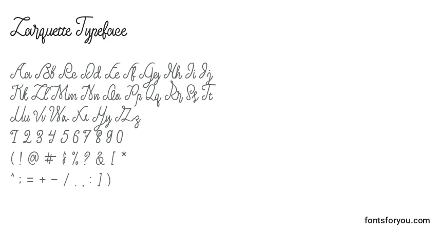 Fuente Larquette Typeface - alfabeto, números, caracteres especiales