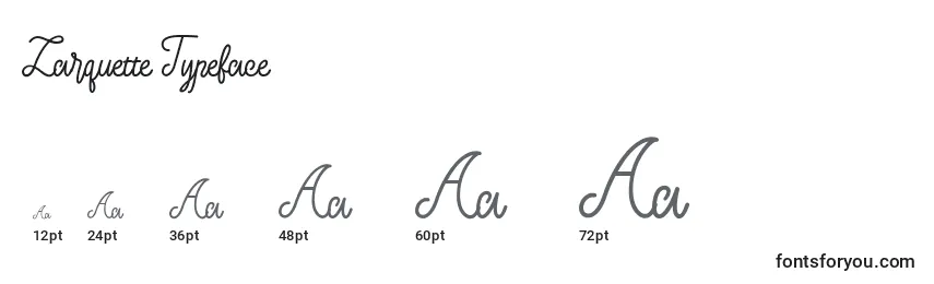 Larquette Typeface-fontin koot