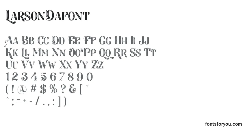 A fonte LarsonDafont – alfabeto, números, caracteres especiais